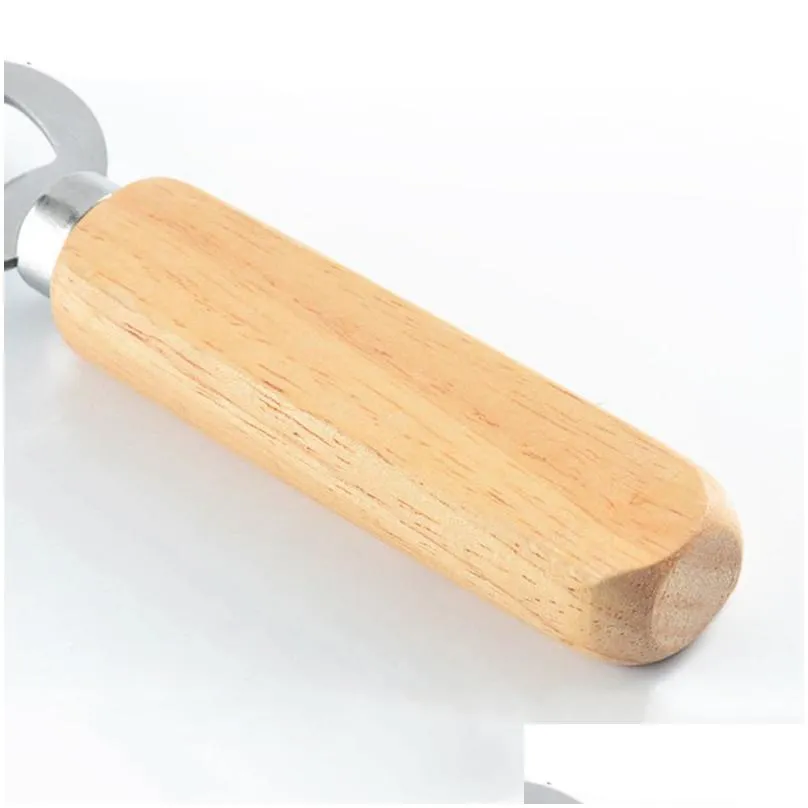 bottle opener beer cap remover wine wooden handle stainless steel kitchen tool wood party supply for man