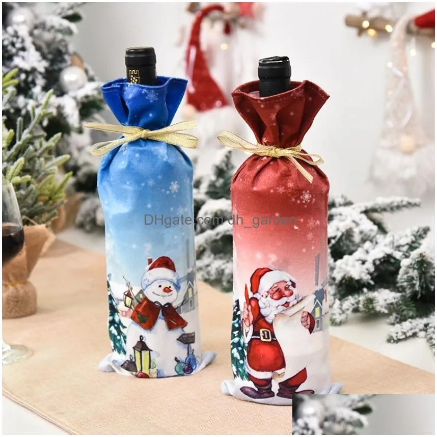 Christmas Decorations Wine Bottle Er Merry Christmas Decoration Cartoon Santa Snowman Reindeer Decorate Festive Party Orname Dhgarden Dhhas