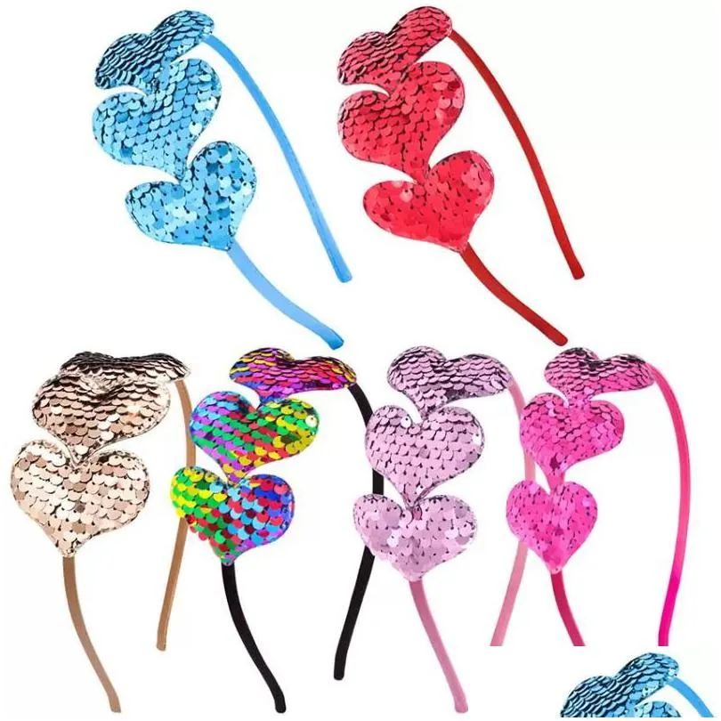 party valentines day jewelry gift cute heart thin headband women girls temperament sequins love decor hair accessories hair style