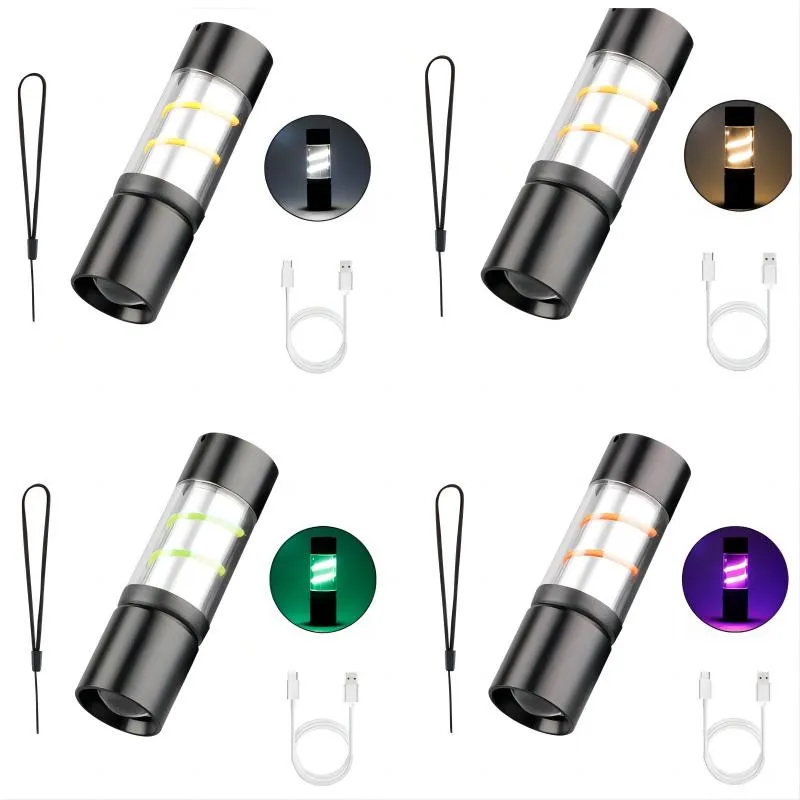 flashlight super bright mini light 3-mode usb built-in charging flashlight color waterproof