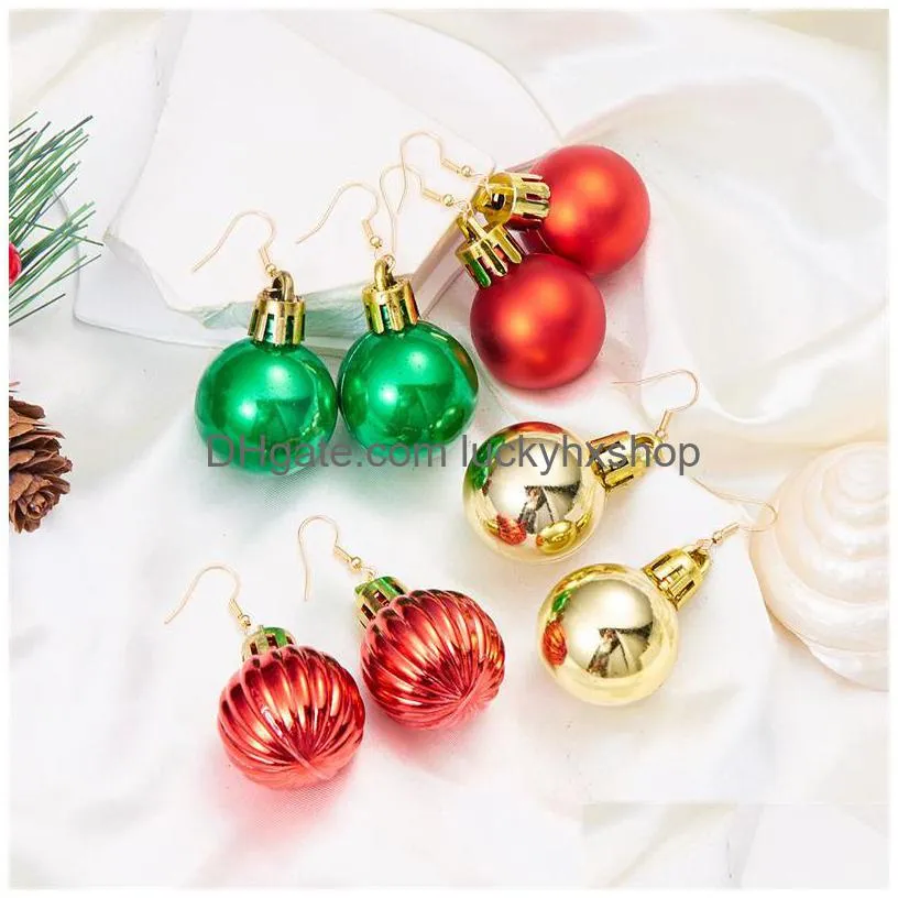 christmas light bulb shaped earrings fashionable geometric ball colorful christmas earrings ear hook for women