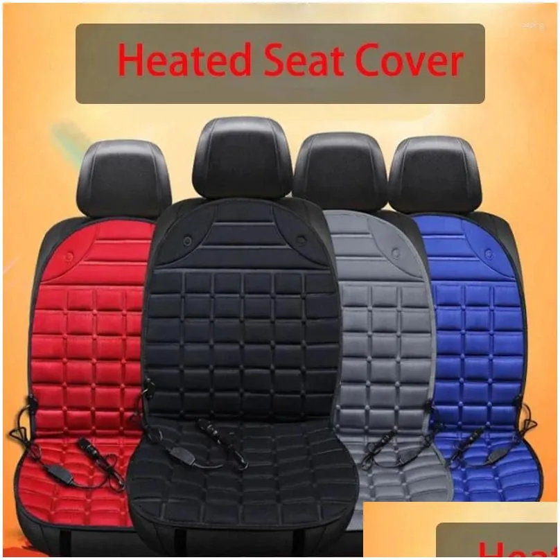 Car Seat Covers 2pcs 12V Heated Cushion Cover Heater Warmer Winter Household Driver Cushions Mats
