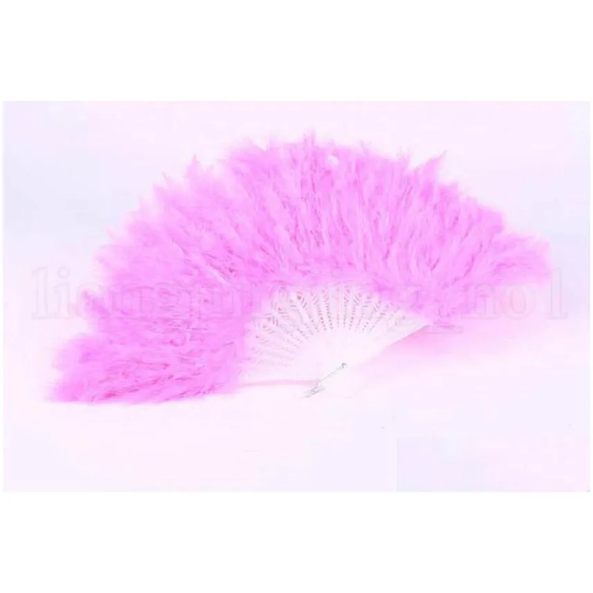 folding feather fan 9 colors hand held vintage chinese style dance wedding craft fans party favor ooa7111-1