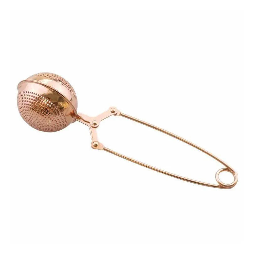 rose gold tea infuser with handle strainer stainless steel ss304 ball tea steeper loose leaf filter