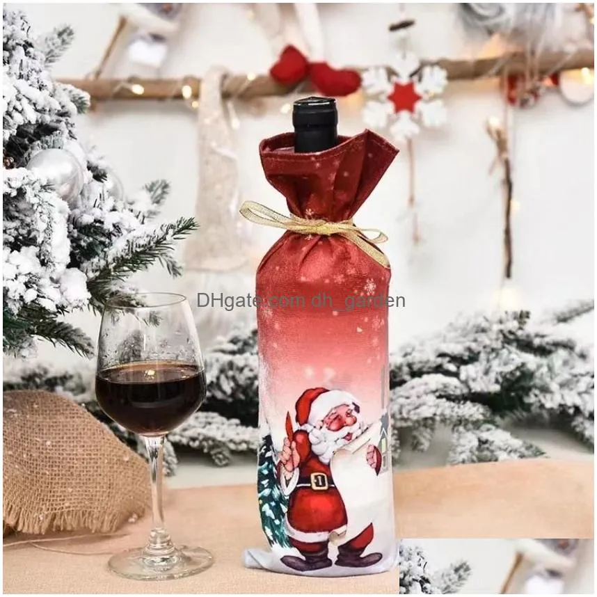 Christmas Decorations Wine Bottle Er Merry Christmas Decoration Cartoon Santa Snowman Reindeer Decorate Festive Party Orname Dhgarden Dhhas