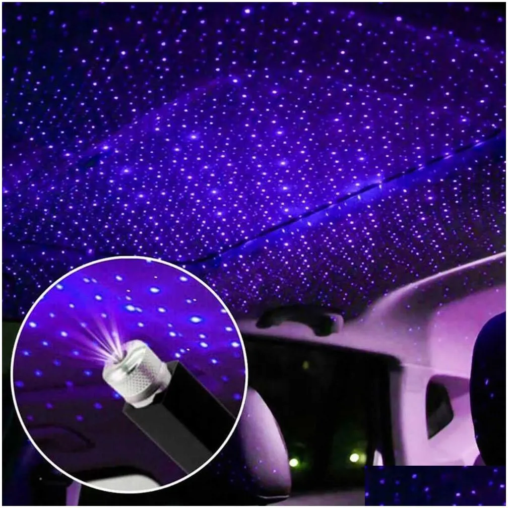 Car Upgrade 2X Romantic LED Starry Sky Night Light 5V USB Powered Galaxy Star Projector Lamp for Car Roof Room Ceiling Decor Plug and