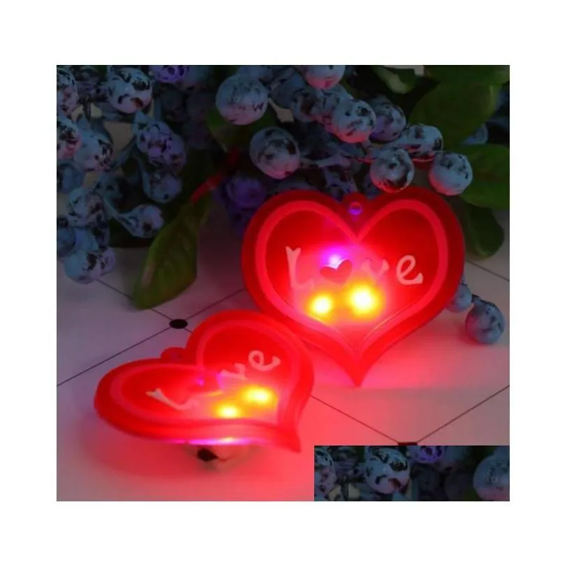 party favor led light up flashheart pins brooch party favor glowing rubber lapel badge for valentines day christmas wedding birthday