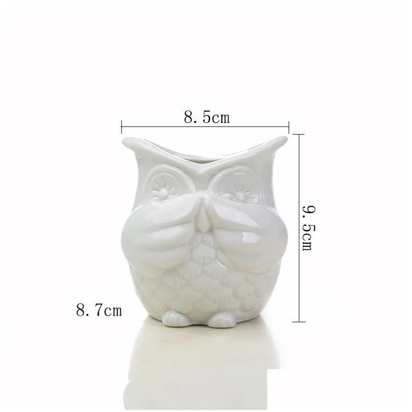 cute succulent pot owl small ceramic flower planter glazed bonsai plant bulk sale desk home garden decoration