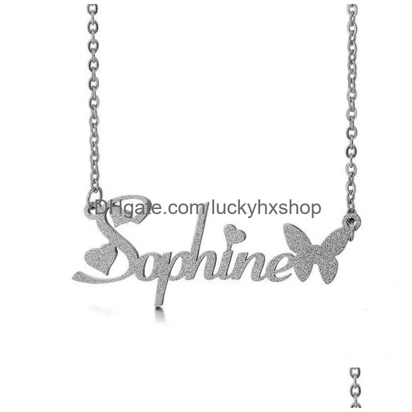 necklace personalized name with butterfly stainless steel gold plated birthday gifts