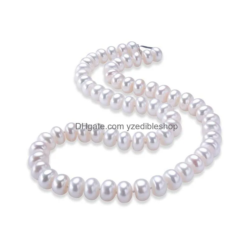 dainashi white 7 10mm freshwater cultured pearl strands necklace sterling silver fine jewelry for women birthday gift 220722