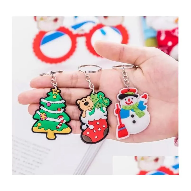 christmas keychains pendant creative cartoon santa claus snowman keyring luggage decoration key chain gift