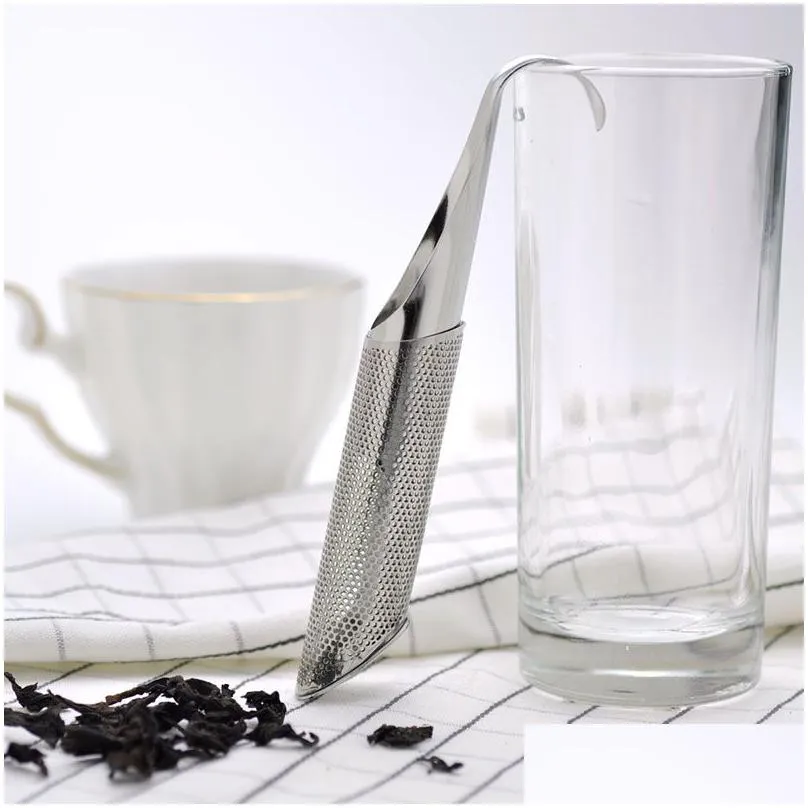 tea infuser loose leaf stainless steel pipe stick tube ss304 filter strainer suspension design ss mesh bag flower tea stir