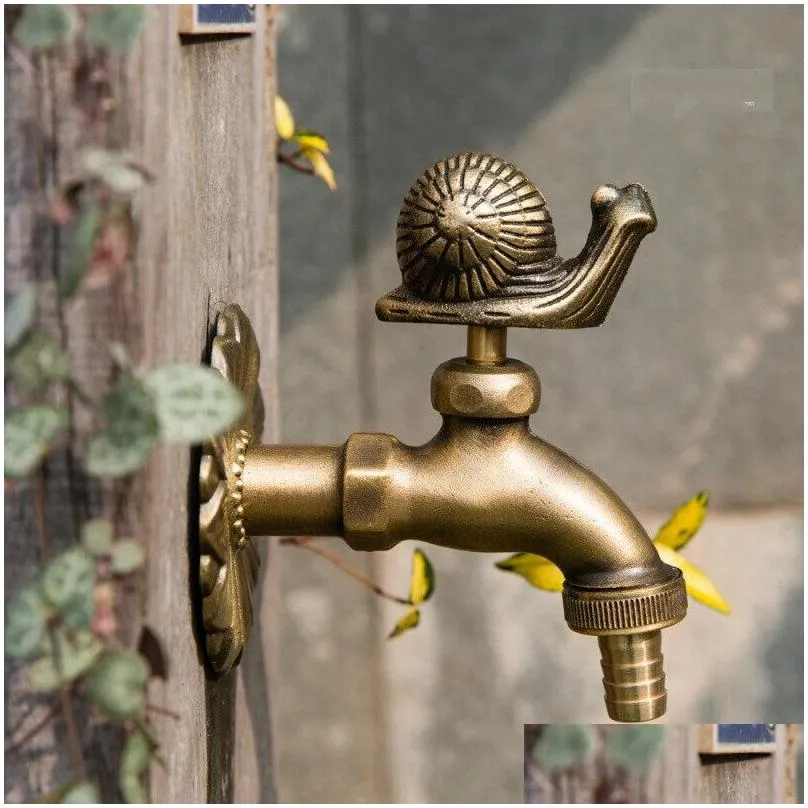 antique brass animal shape laundry faucets outdoor garden water taps countryside art wall mounted utility faucet mop sink mixer tap