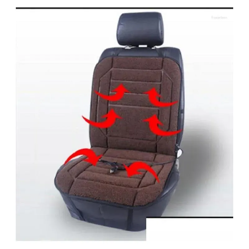 Car Seat Covers Rete 12V Warm Heating Universal Fit SUV Sedans Chair Pad Cushion Short Plush Lint For Winter