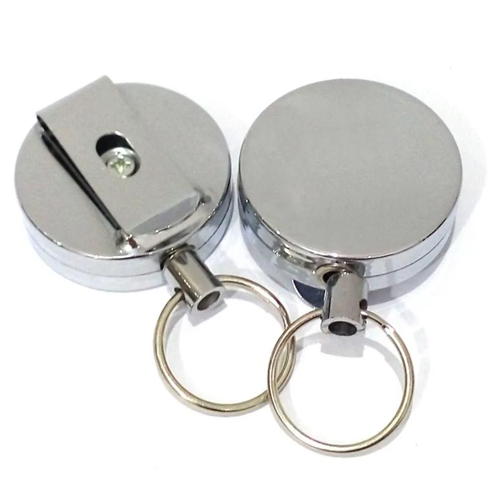 retractable keychain metal card badge holder belt clip key ring metal buckle recoil ring pull gift hha1266