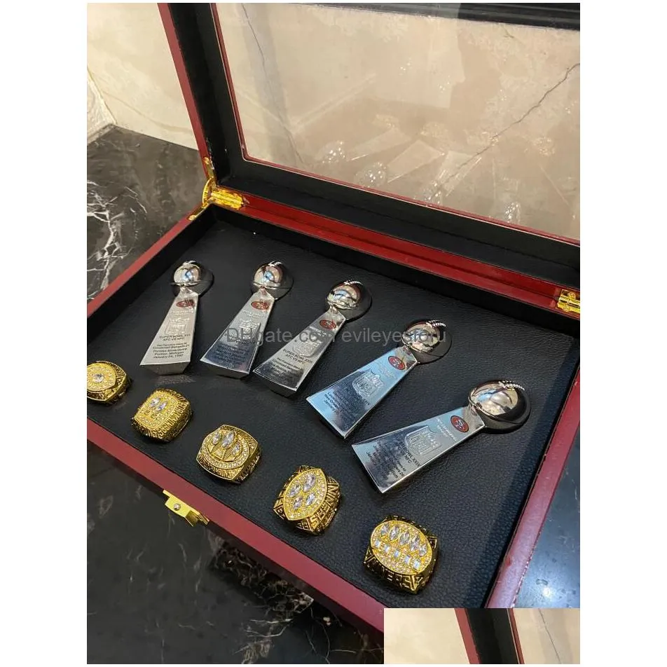 5pcs sf  football team champions championship ring lombardi trophy souvenir men women boy fan brithday gift 2023 hip hop jewelry sport