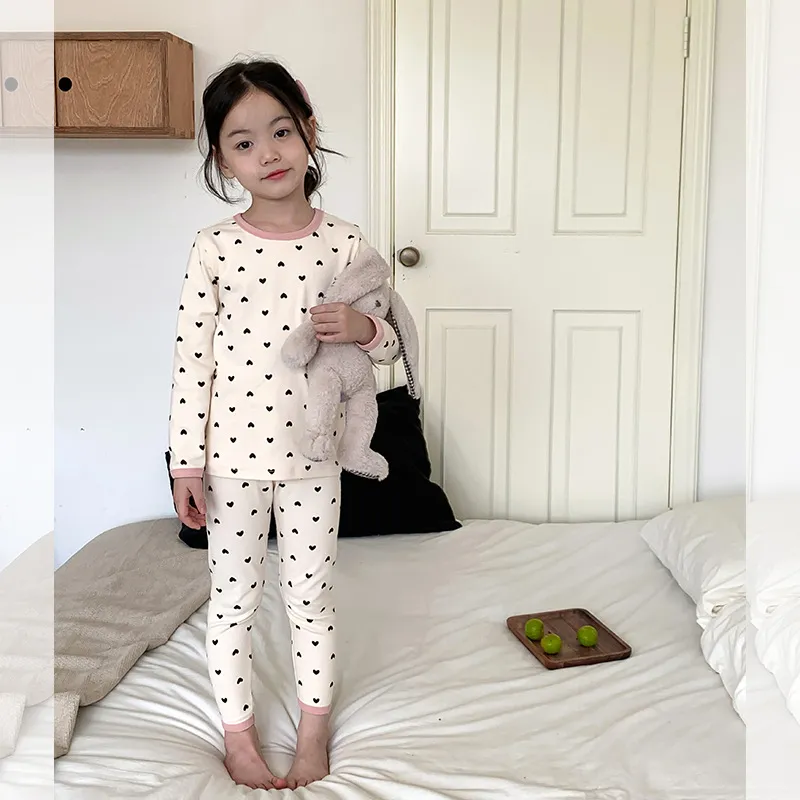 childrens autumn and winter pajamas set boys and girls baby long johns a class cartoon wool drawframe home wear