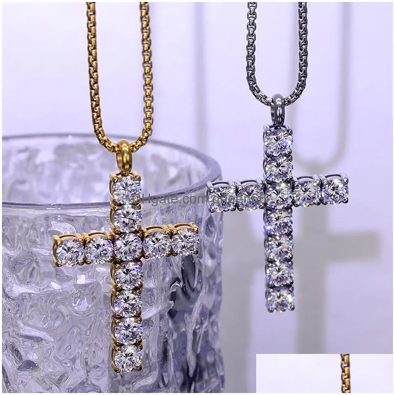 topbling cross pendants necklace jewelry 18k real gold plated stainless steel men women lover gift couple religious jewelry