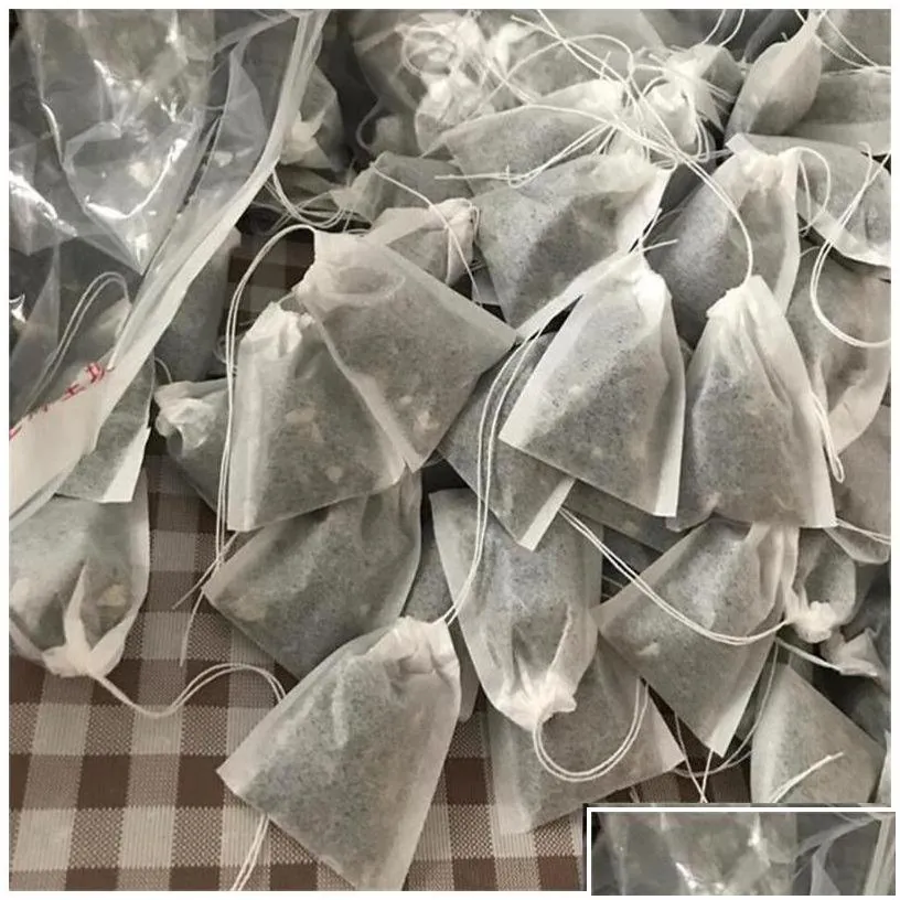 coffee tea tools 100pcs/lot loose leaf filter bag natural unbleached empty paper infuser strainers for wooden color drop delivery