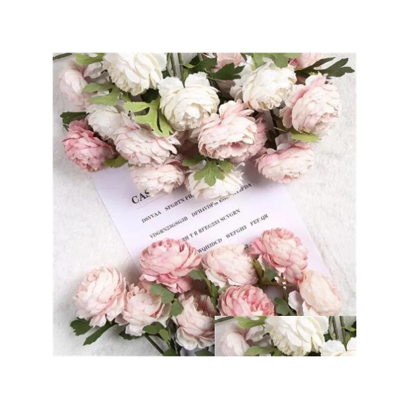 artificial flower peony bouquet fake flower western rose tea rose wedding flower wall accessories home decor p o props gc2392