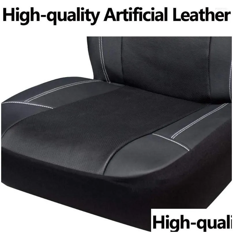 Covers Car Seat Covers AUTO PLUS Universal High Back Bucket Leather Premium Waterproof Full Set Airbag Compatible