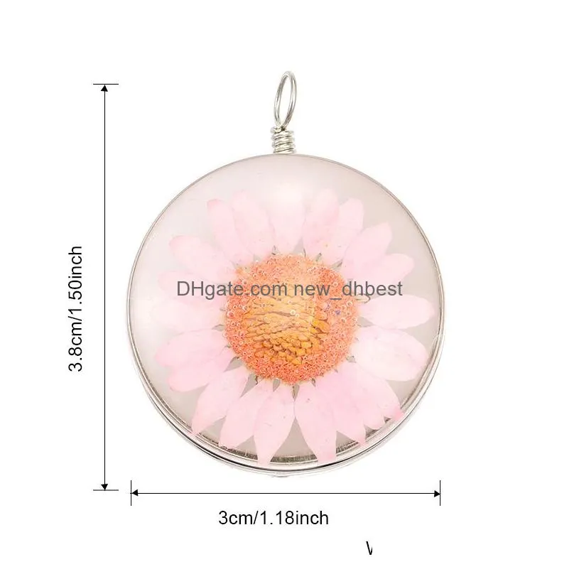 fashion colorful dried flower small daisy charm for jewelry making handmade glass pendant fit necklace diy fashion kids jewelry