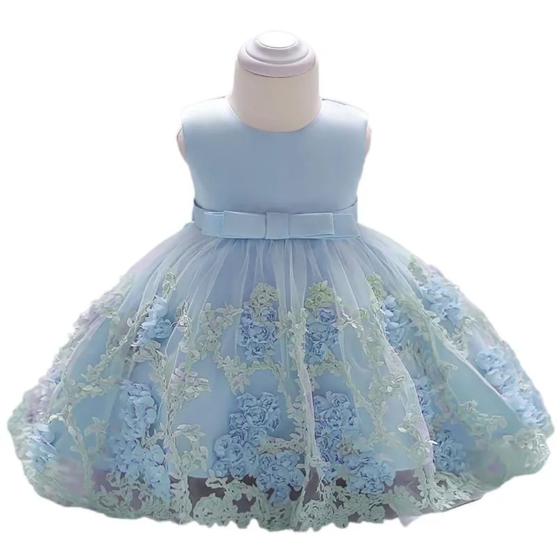 Baby Girls Dress Born Flower Embroidery Princess Dresses For First 1st Year Birthday Party Carnival Costume Girl`s