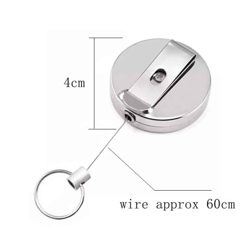 retractable keychain metal card badge holder belt clip key ring metal buckle recoil ring pull gift hha1266