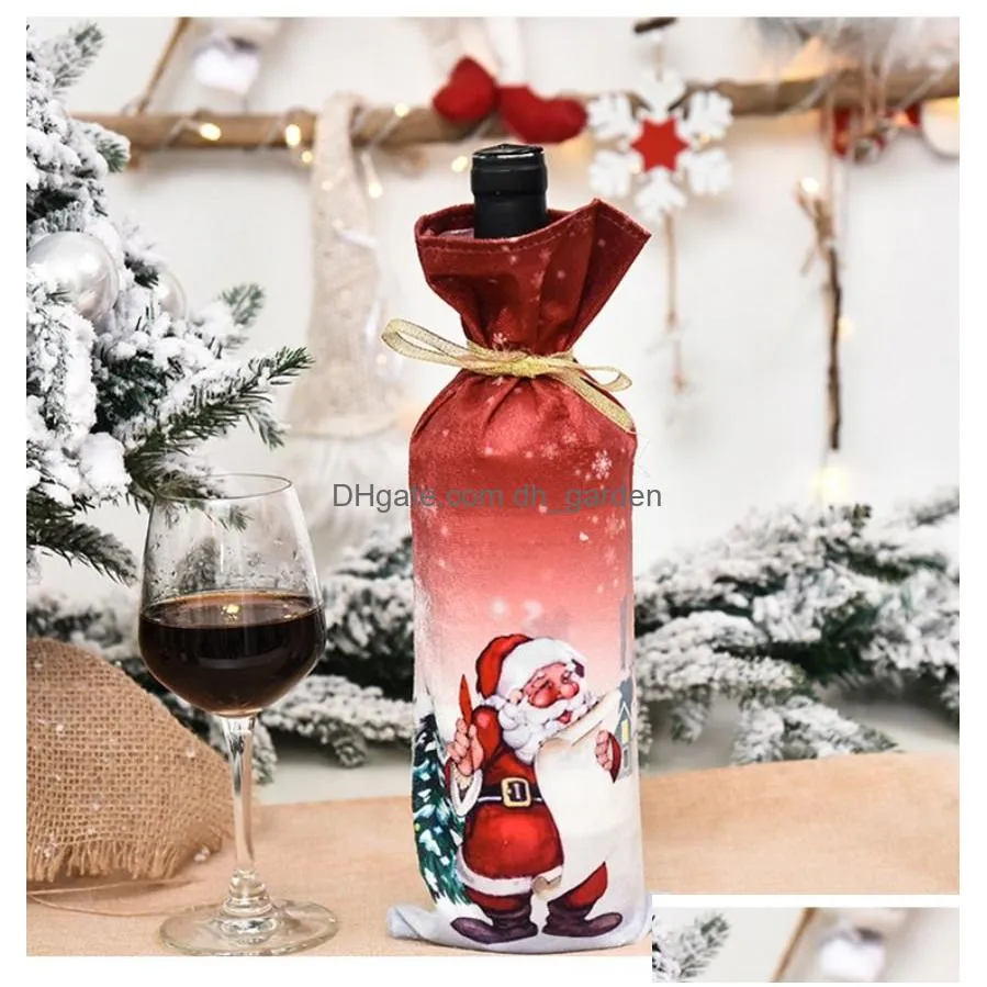 Christmas Decorations Wine Bottle Er Merry Christmas Decoration Cartoon Santa Snowman Reindeer Decorate Festive Party Orname Dhgarden Dhhas