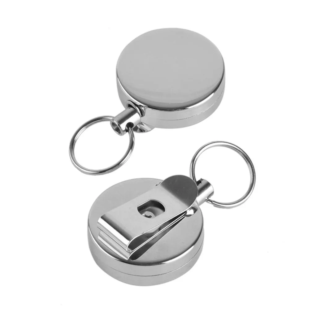 retractable keychain metal card badge holder belt clip key ring metal buckle recoil ring pull gift hha1266