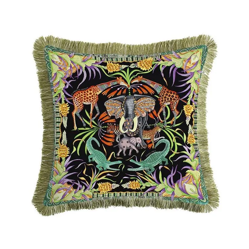 luxury leopard pillow covers double-sided animals print tassels cushion cover european style sofa decorative throw pillow cases