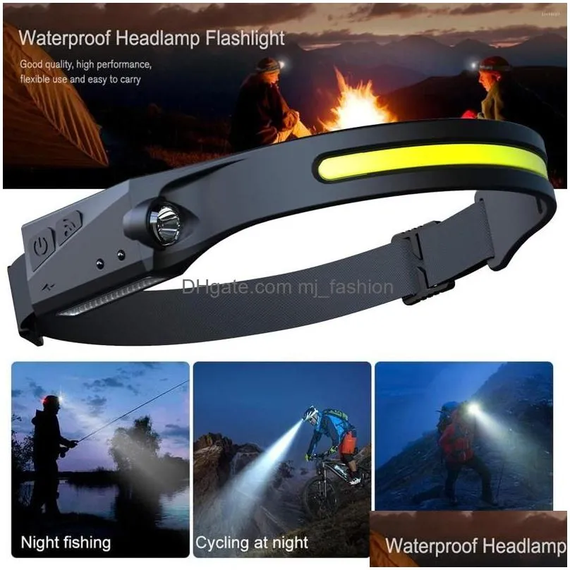 Headlamps 1-5Pcs Cob Led Headlamp Front Lamp Battery Usb Rechargeable For Fishing Cam Running Lantern Drop Delivery Dhecw
