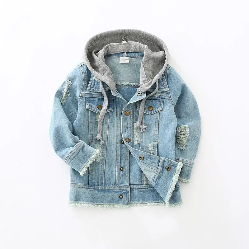 Toddler Kids Denim Jacket Baby Boys Clothes 2018 Autumn Children Long Sleeve Hooded Coat Jaqueta Jeans Infantil Manteau Garcon