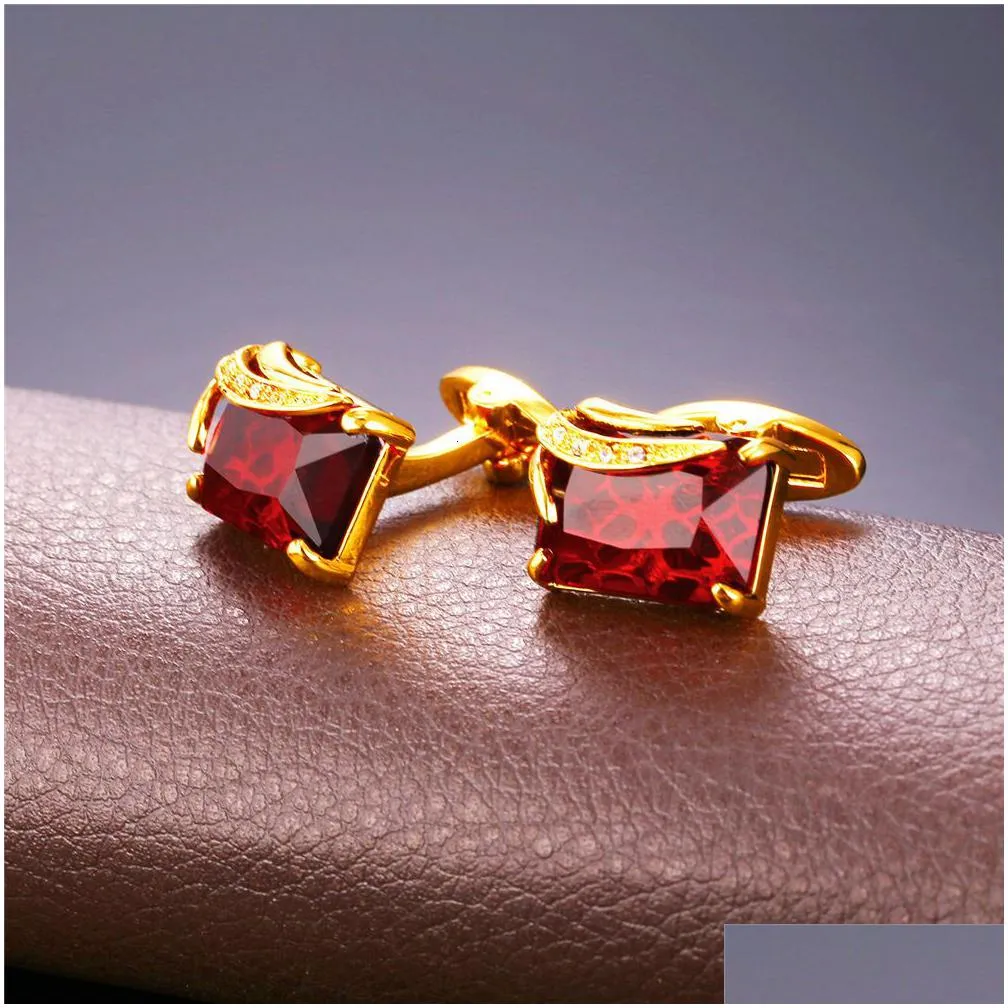 cuff links kpop austrian fancy stone cufflinks fashion cloth accesories square shape gold silver color button for men c2009 230605