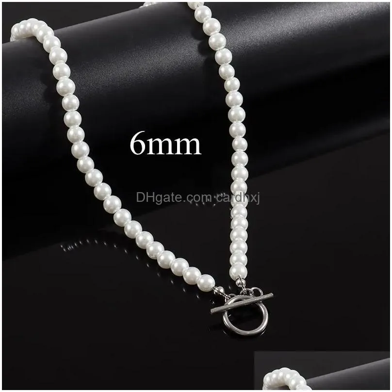 chains trendy classic imitation pearl necklace men handmade width 6810mm toggle clasp beaded for jewelry giftchains6914705