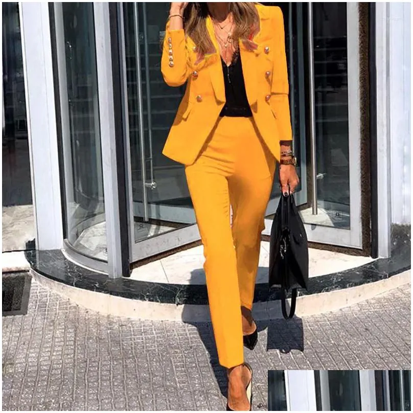 womens two piece pants women winter womens set tracksuit full sleeve ruffles blazers pencil suit office lady outfits uniform