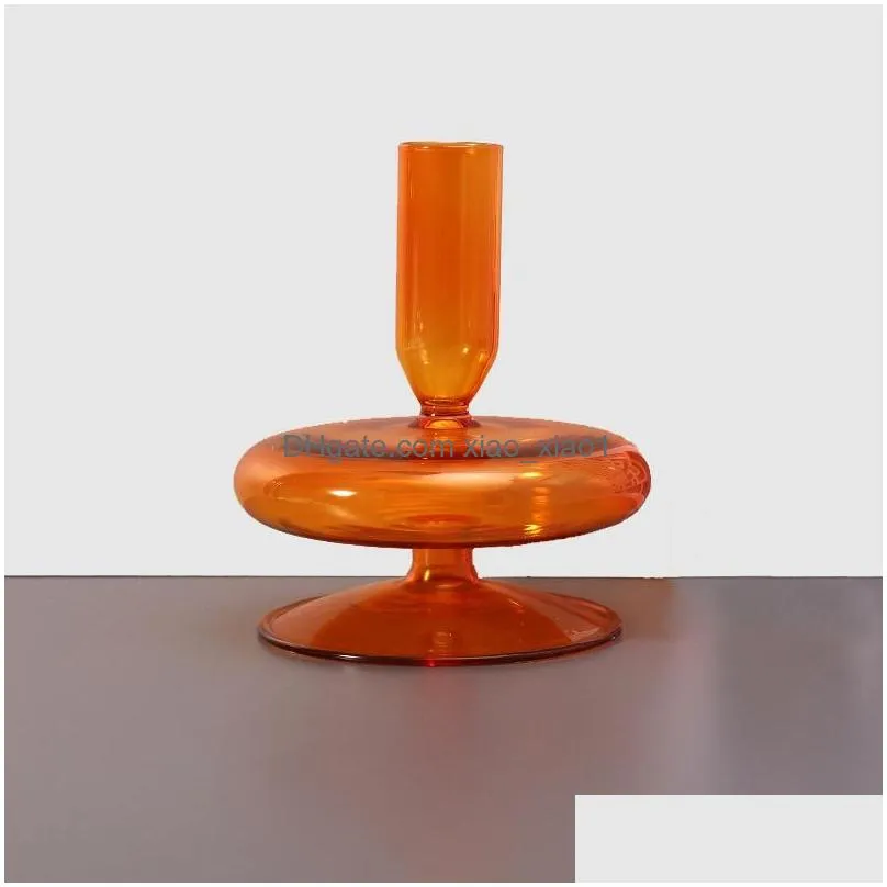 vases orange glass candle holders for wedding home flower decoratio candlestick holder modern living room decorvases