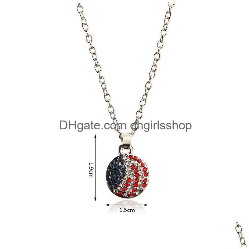 us flags diamond pendant necklace personality army brand crystal american flag decoration necklaces party jewelry gift
