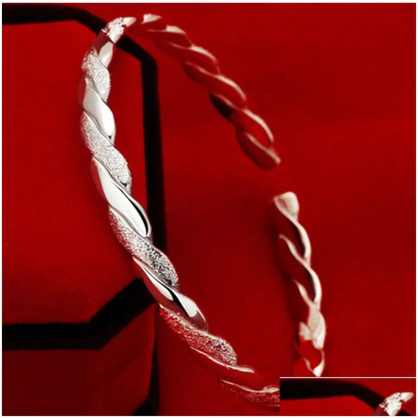 plated silver bracelet bangle cuff women braid open adjustable wristband fashion jewelry will and sandy