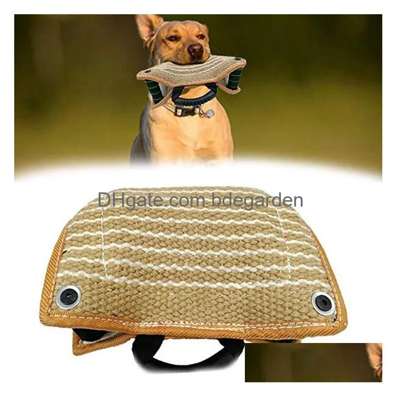 tough jute dog training bite pillow wedge 3 handles interactive for puppies young playing fetching games13 x 8in to large dogs ideal war k9 ipo schutzhund