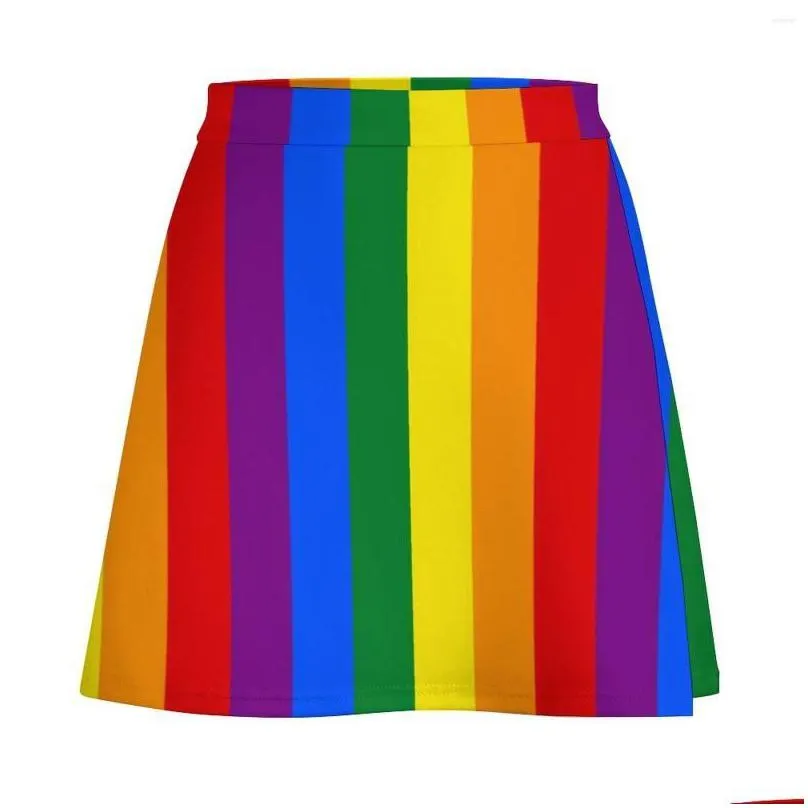 skirts lgbt rainbow skirt female gay pride flag print cute mini summer street fashion high-waisted oversized casual a-line