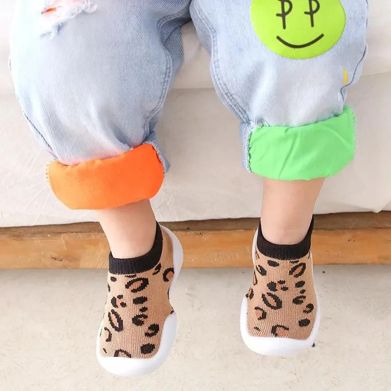 First Walkers Striped Baby Shoes Spring Autumn Non-slip Toddler Kids Sock Soft Rubber Sole Infant Cotton Booties