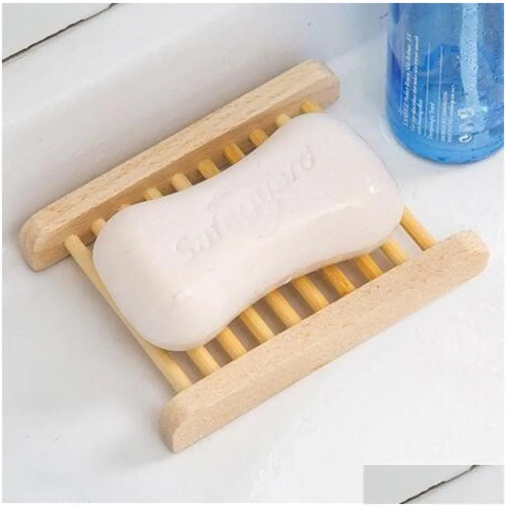 wooden soap dish natural bamboo trays wooden soap tray holder rack plate box container for bath shower bathroom wholesale
