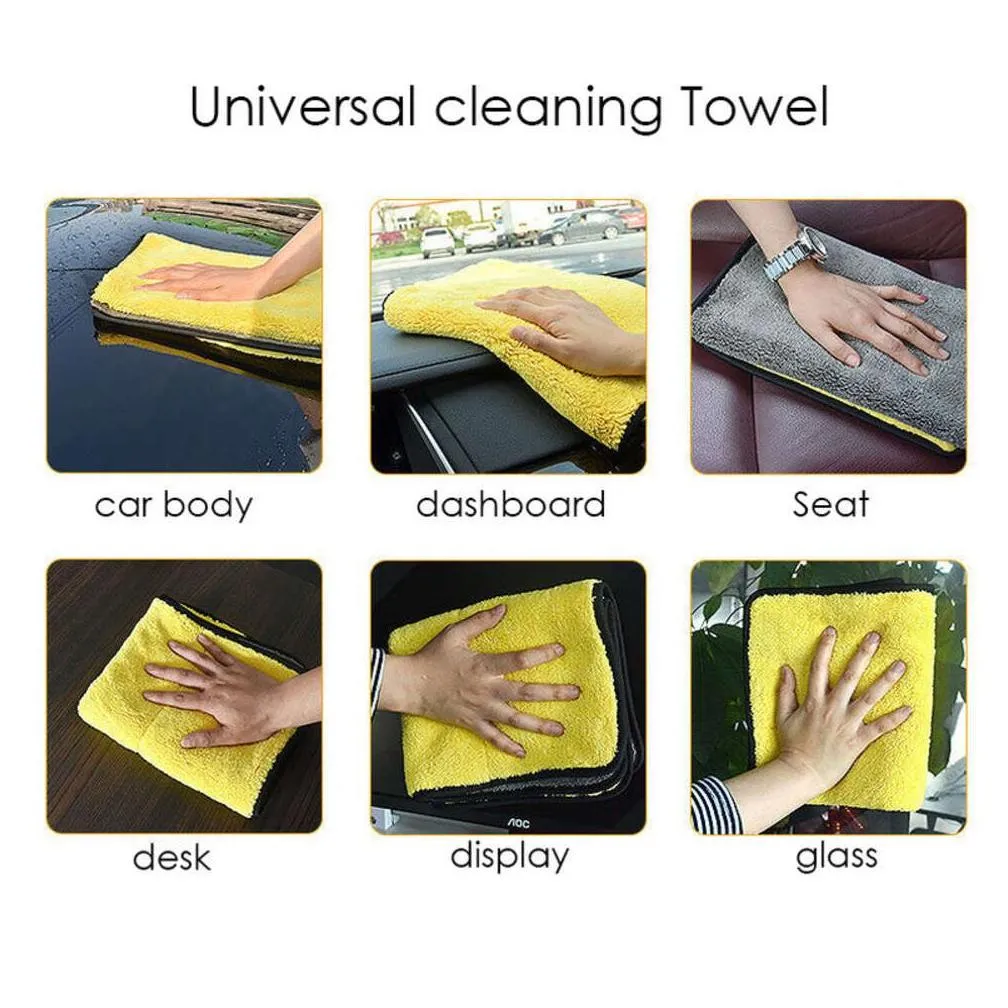  microfiber cleaning towel thicken soft drying cloth car body washing towels double layer clean rags 30/40/60cm