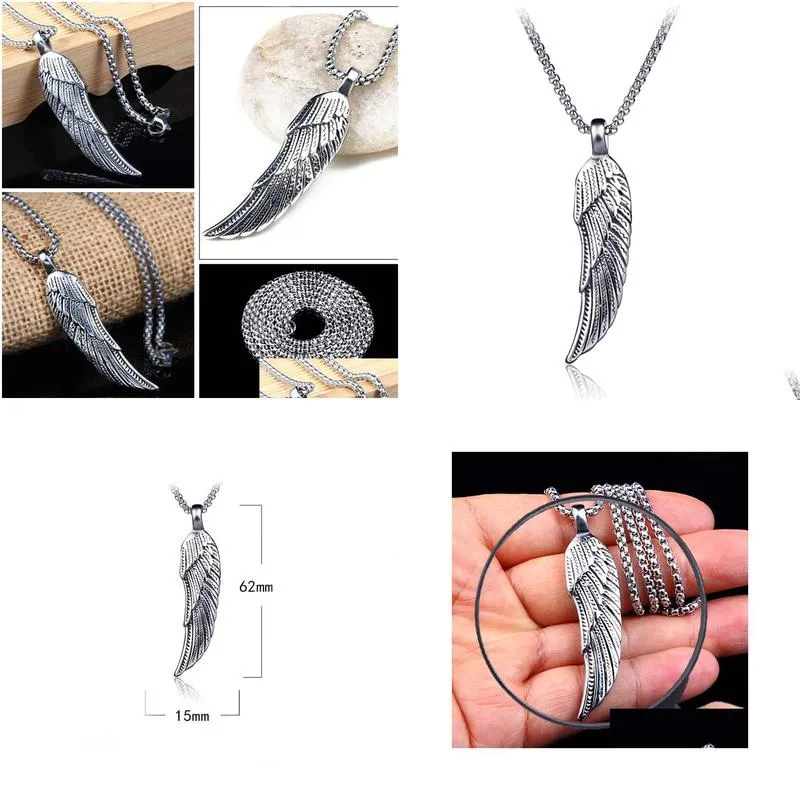 bird feather pendant neacklaces retro stainless steel men nightclub necklace fine fashion jewelry