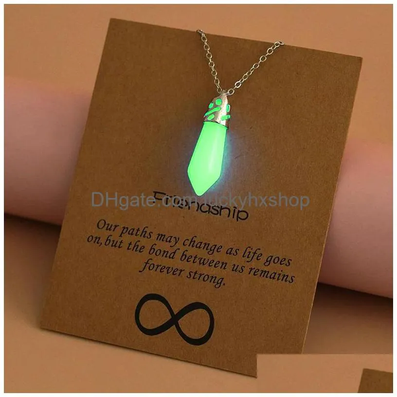 luminous pendant card necklace pentagram love heart shape pendant wholesale