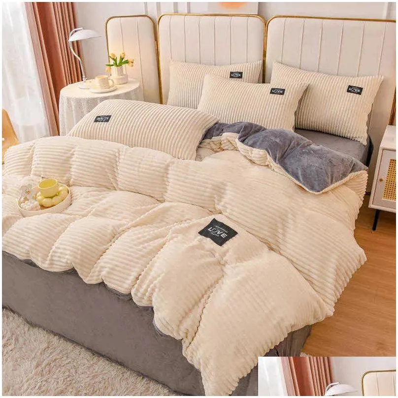 bedding sets solid color velvet duvet cover for bed winter warmth thick bedding set quilt cover twin queen king duvet cover with case