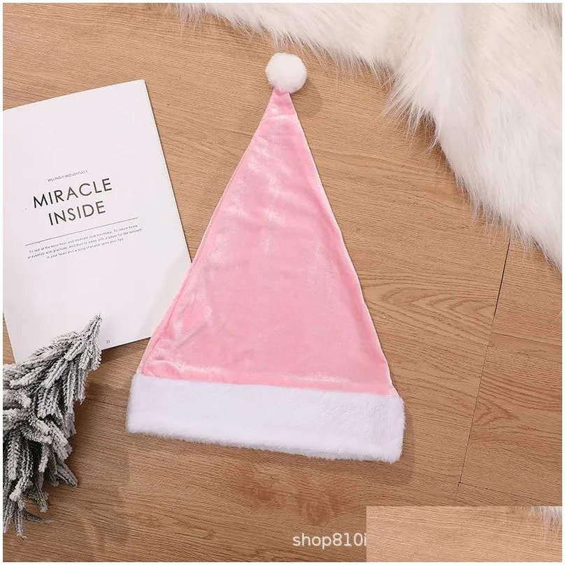 red green blue pink christmas hats child adult solid velvet christmas party props decoration santa claus hat