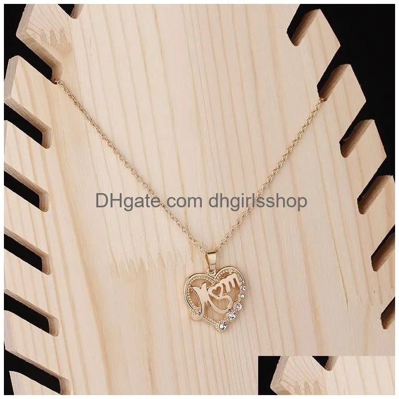 mom heart pendant necklace love diamond necklaces fashion accessories mothers day thanksgiving christmas gift