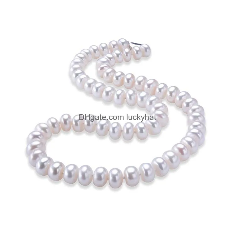 dainashi white 7 10mm freshwater cultured pearl strands necklace sterling silver fine jewelry for women birthday gift 220722